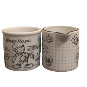 Disney Sketchbook Mickey Mouse‎ Covered Sugar Bowl and Creamer Set